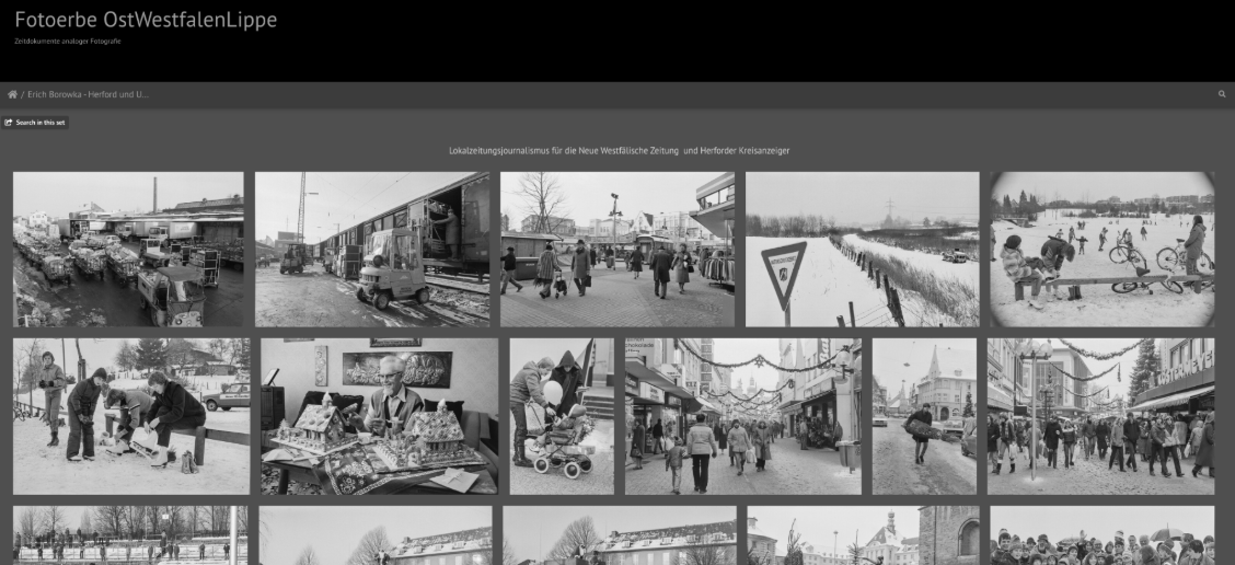 Vorschau auf historische Fotografien und Zeitungsseiten im Fotoerbe OWL