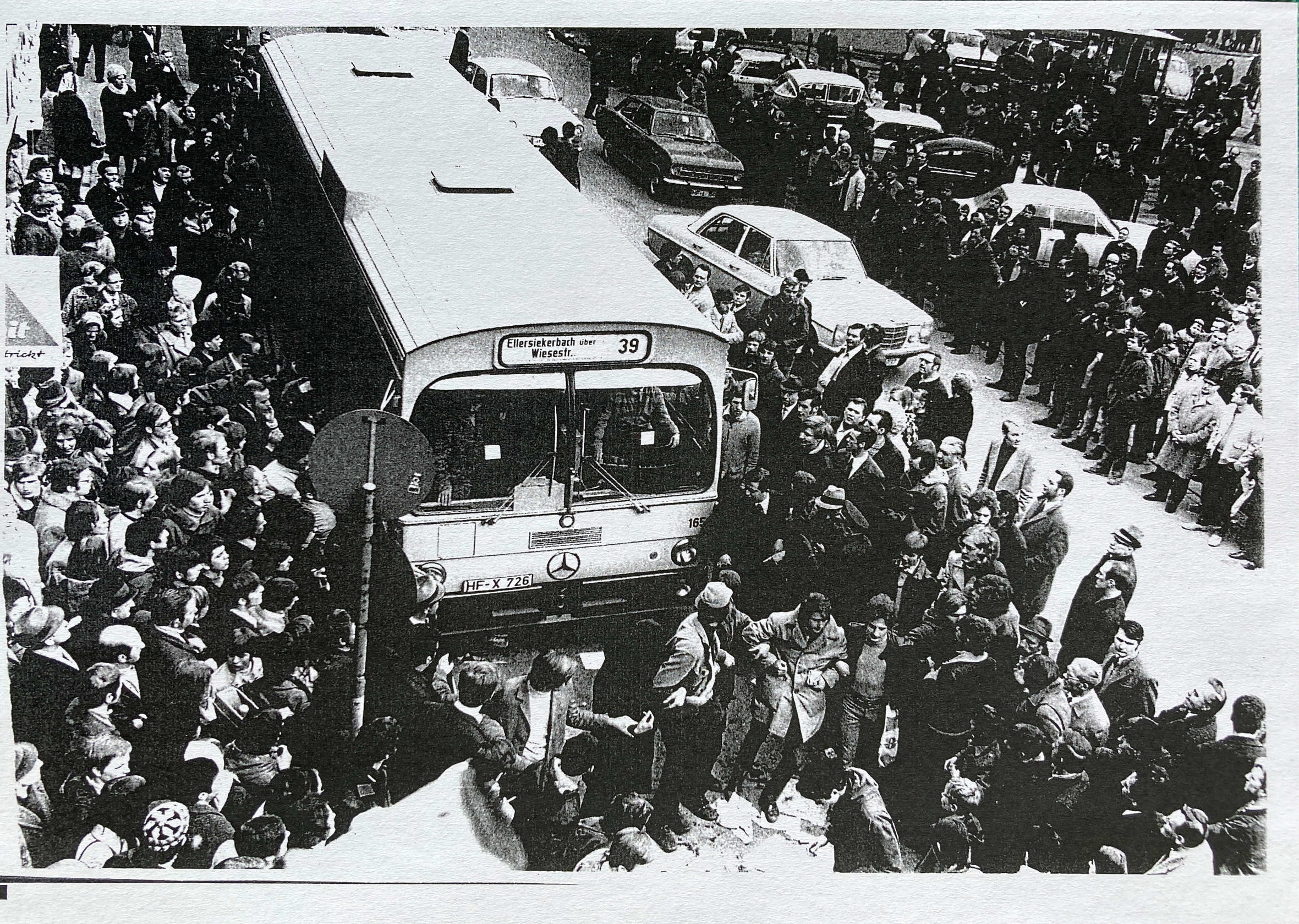 Proteste in Herford gegen Fahrpreiserhöhungen, 1970